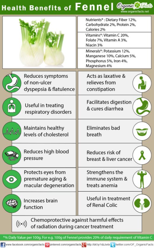 Infographic on Fennel's medicinal properties