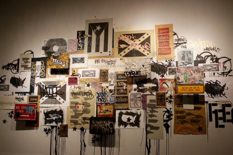 Muralist Carlos Jesús Martínez Domínguez shows “Mural”, 2016. Painting-Collage-Instalation, with the collaboration of Pepe Coronado and René de los Santos.